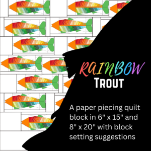 Rainbow Trout Quilt Block for Paper Piecing