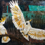 yarn couching cockatoo quilt