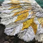 yarn couching detail, cockatoo quilt