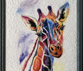 A Derwent painted giraffe for a fundraiser